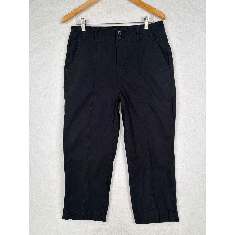 Lee Cropped Pants Womens 10 Black Casual Chino Stretch Straight Leg